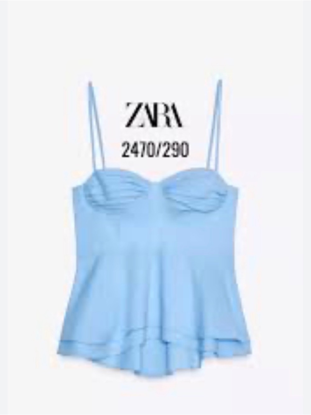 ZARA Baby Blue Spaghetti Strap Bustier Camisole 2470/991/406 M